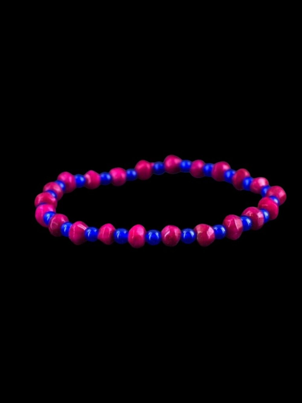 Pink Ruby & Onyx Beautiful Beaded 44.00 Carats Stretchable Bracelet